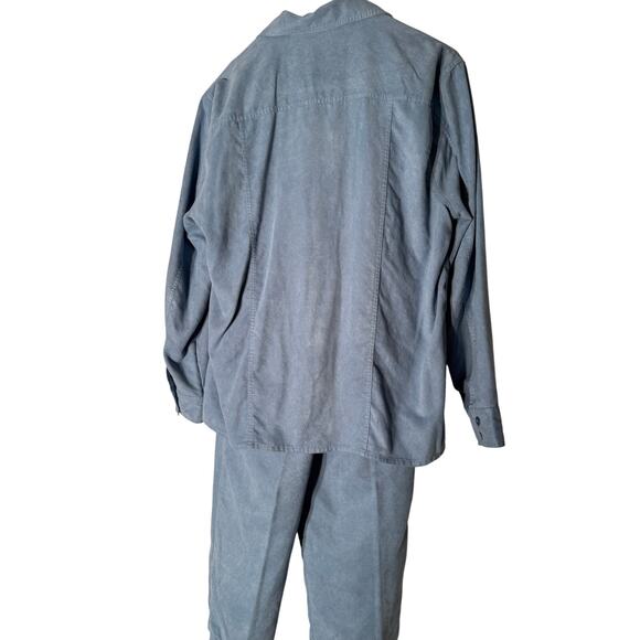 Ladies Club 2pc Baby Blue Suede  Pants Set Women's Size Large - Picture 6 of 10